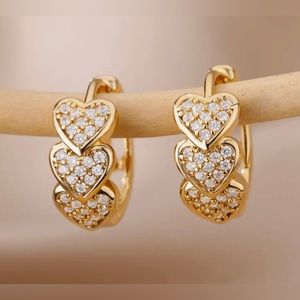18k Gold plated small heart hoops earrings